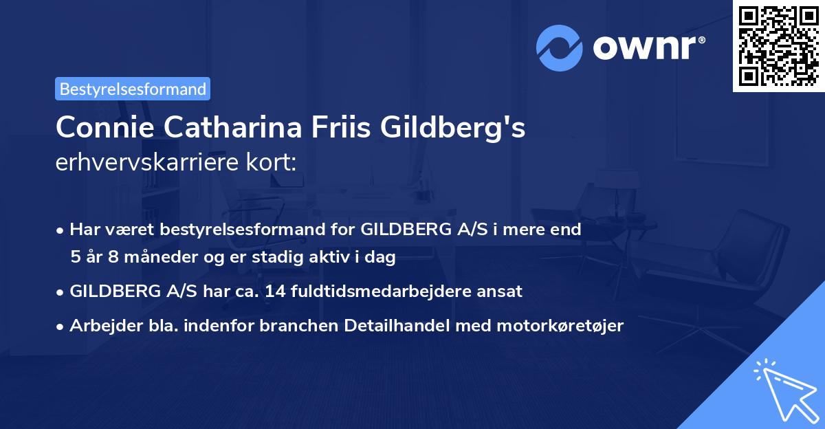 Connie Catharina Friis Gildberg's erhvervskarriere kort