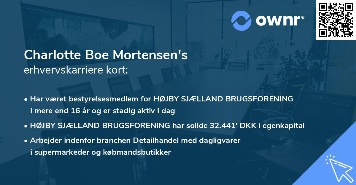 Charlotte Boe Mortensen's erhvervskarriere kort