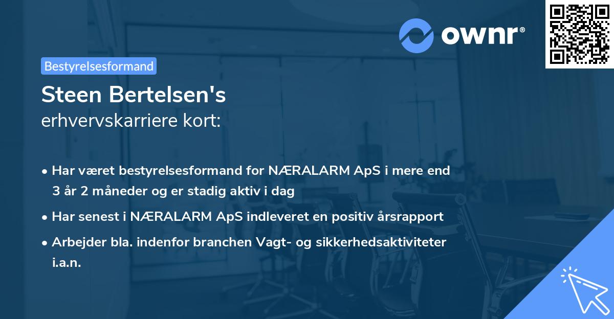Steen Bertelsen's erhvervskarriere kort