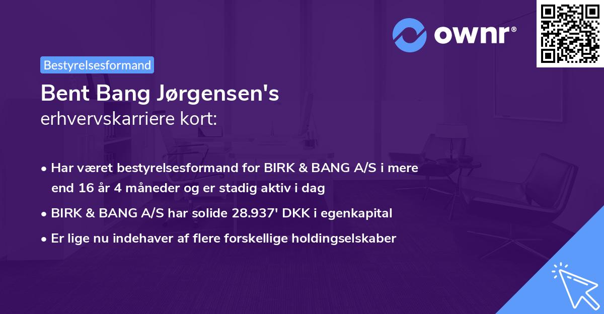 Bent Bang Jørgensen's erhvervskarriere kort