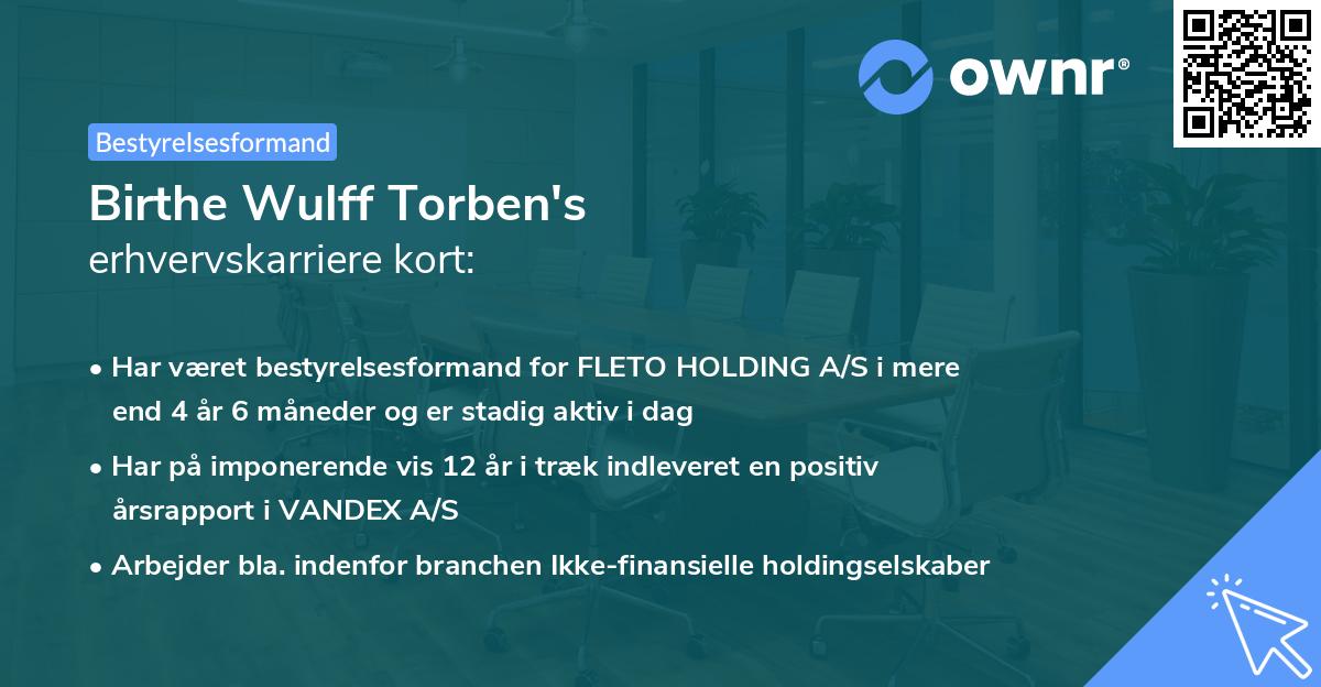 Birthe Wulff Torben's erhvervskarriere kort