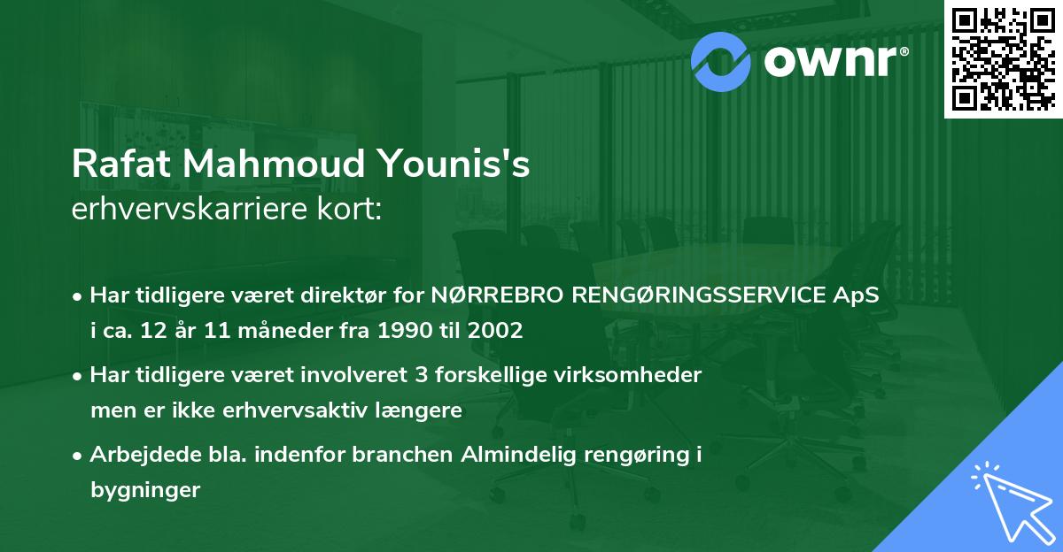 Rafat Mahmoud Younis's erhvervskarriere kort