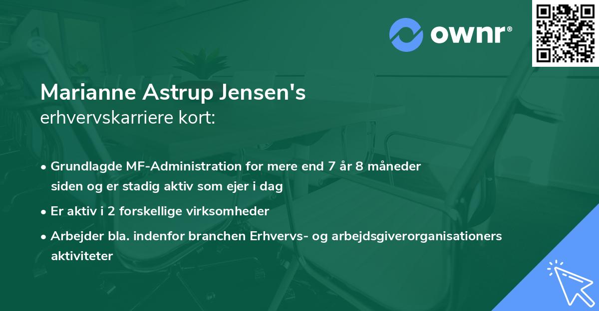 Marianne Astrup Jensen's erhvervskarriere kort