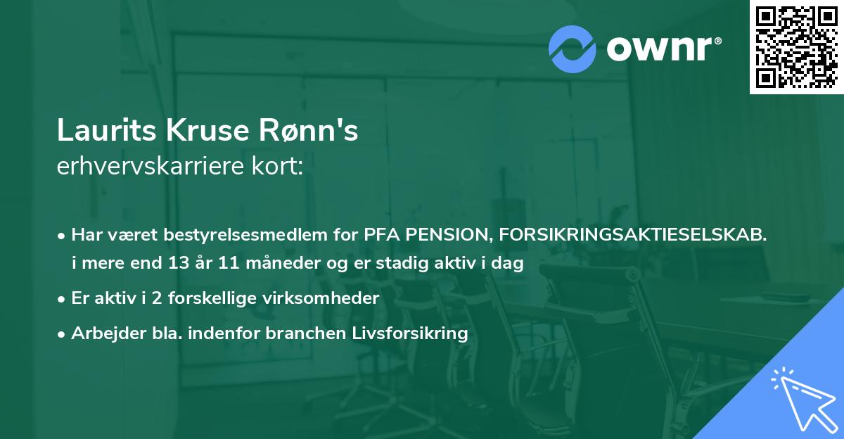 Laurits Kruse Rønn's erhvervskarriere kort