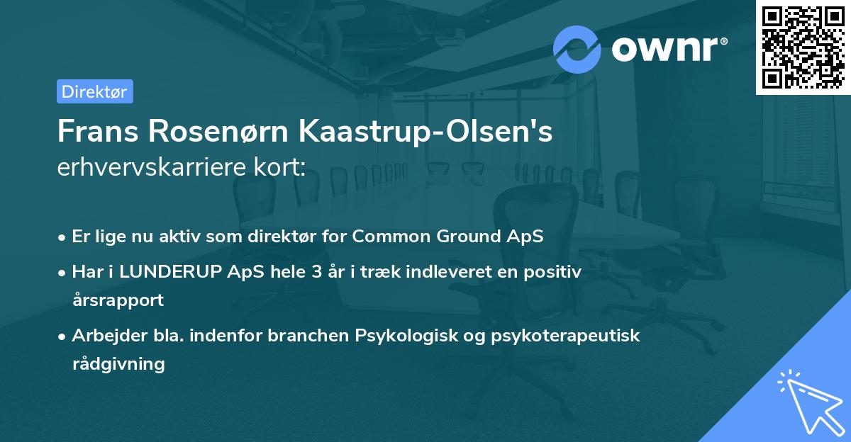 Frans Rosenørn Kaastrup-Olsen's erhvervskarriere kort