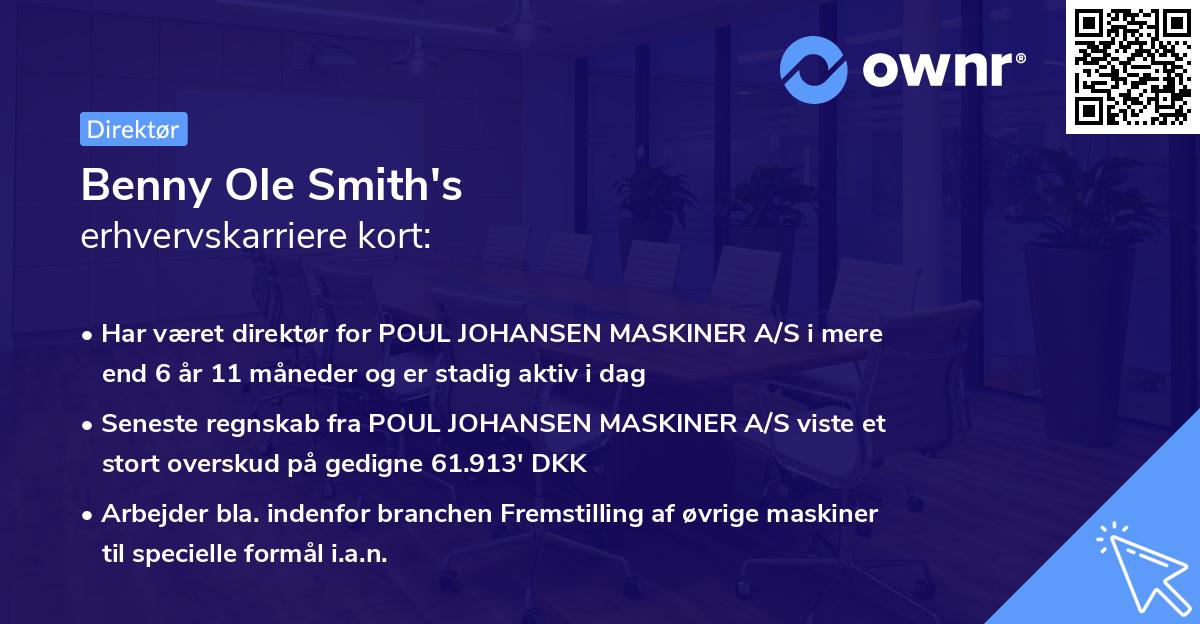 Benny Ole Smith's erhvervskarriere kort