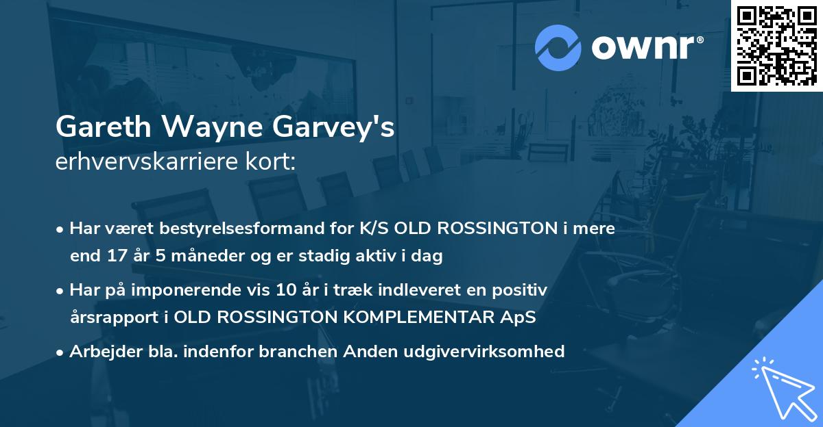 Gareth Wayne Garvey's erhvervskarriere kort