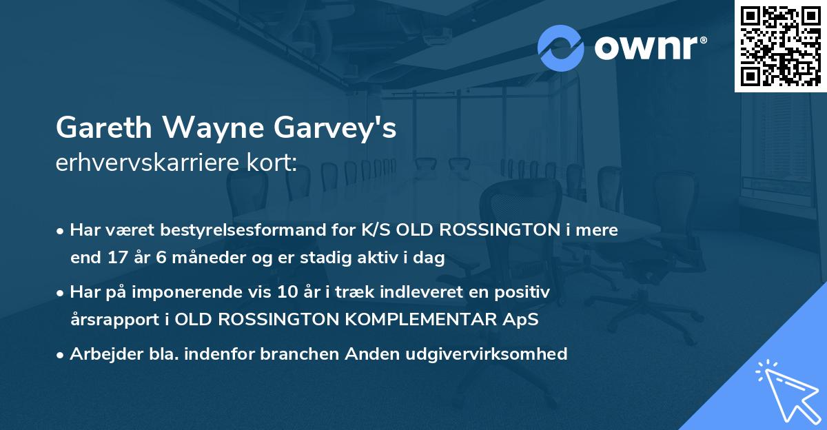 Gareth Wayne Garvey's erhvervskarriere kort