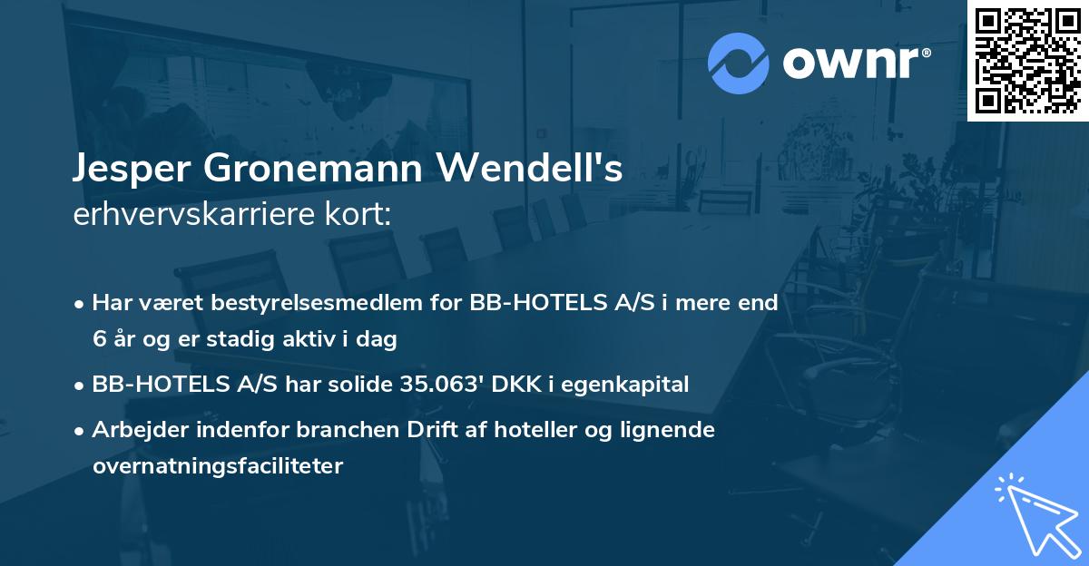 Jesper Gronemann Wendell's erhvervskarriere kort