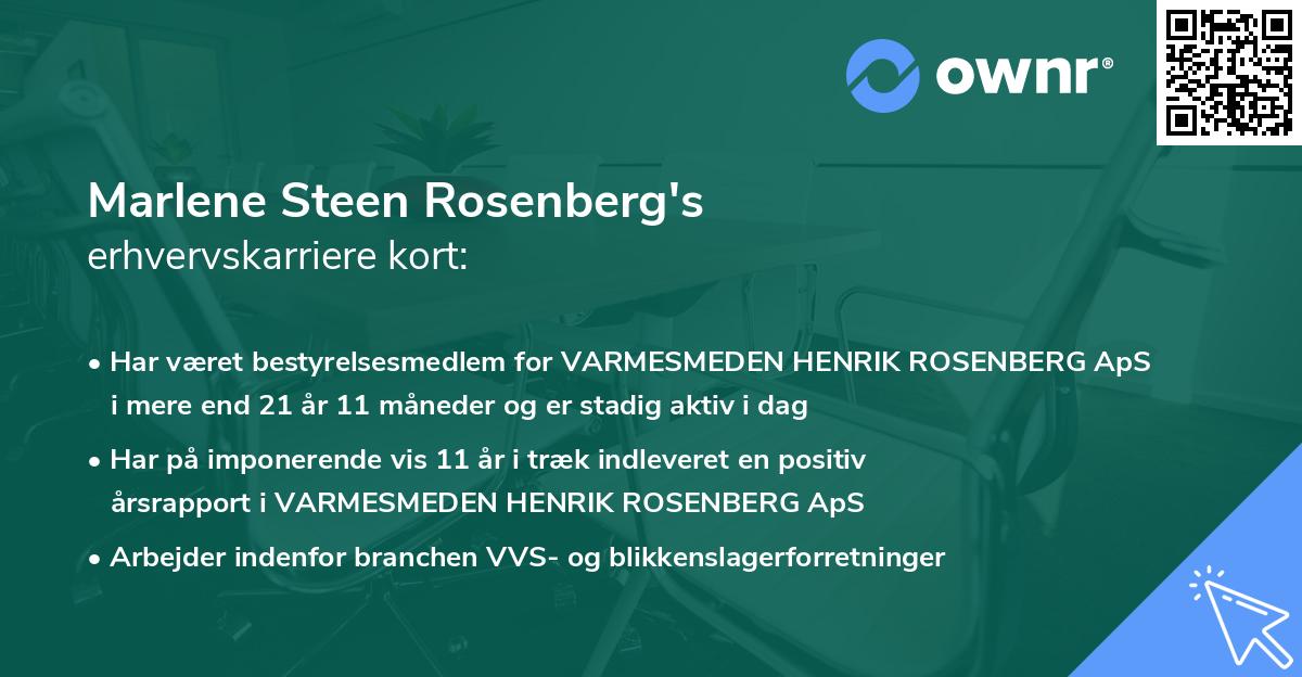 Marlene Steen Rosenberg's erhvervskarriere kort