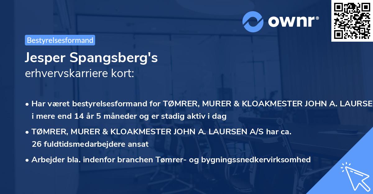 Jesper Spangsberg's erhvervskarriere kort