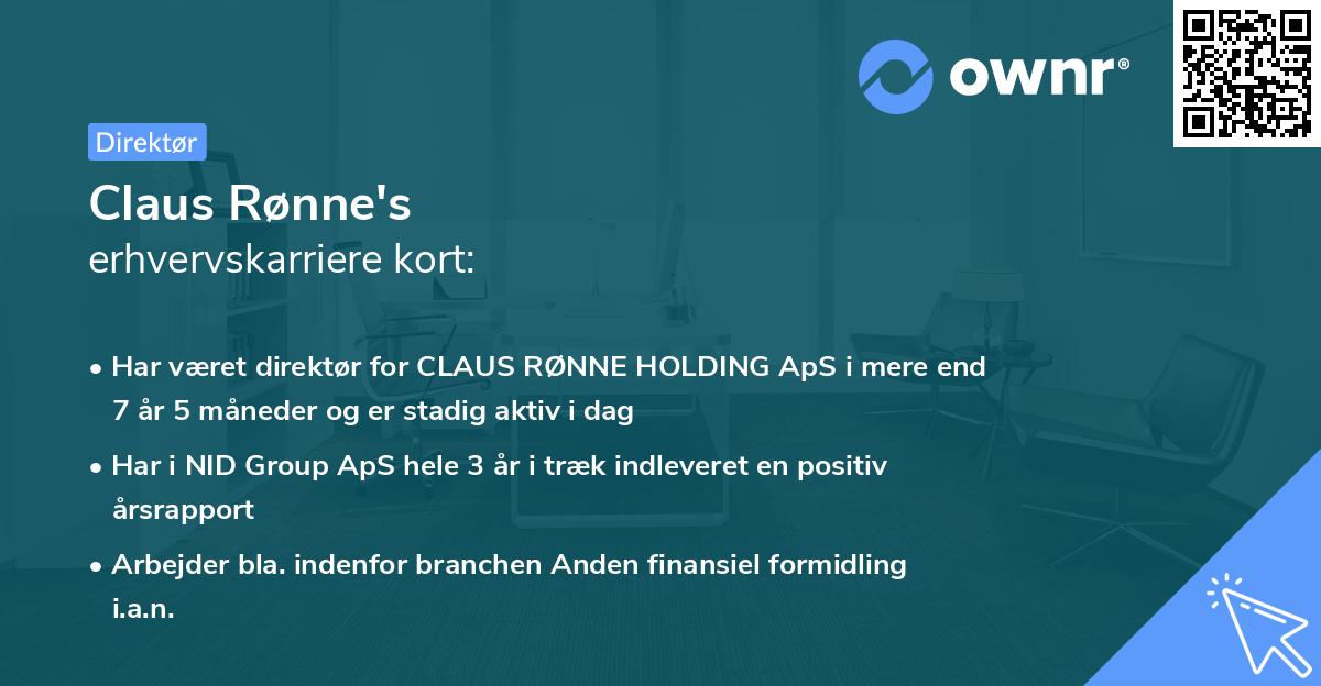Claus Rønne's erhvervskarriere kort