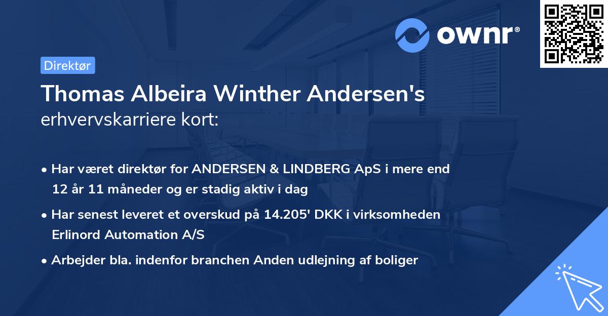 Thomas Albeira Winther Andersen's erhvervskarriere kort