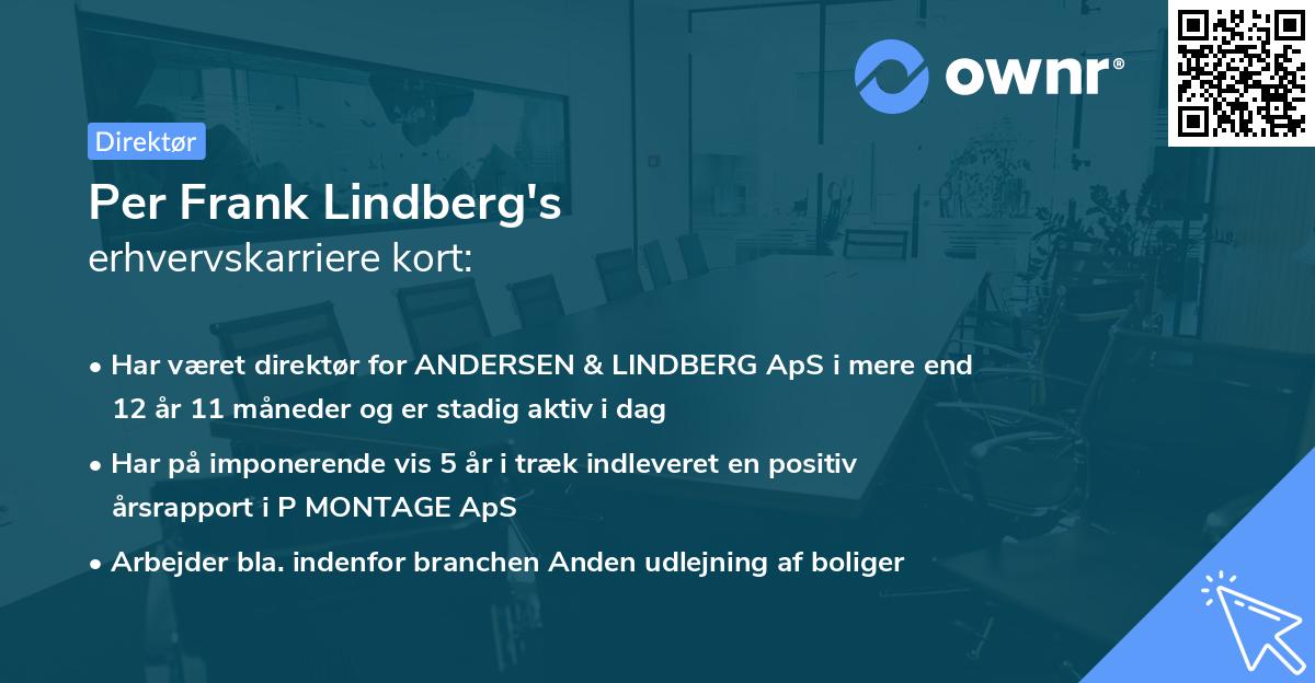 Per Frank Lindberg's erhvervskarriere kort