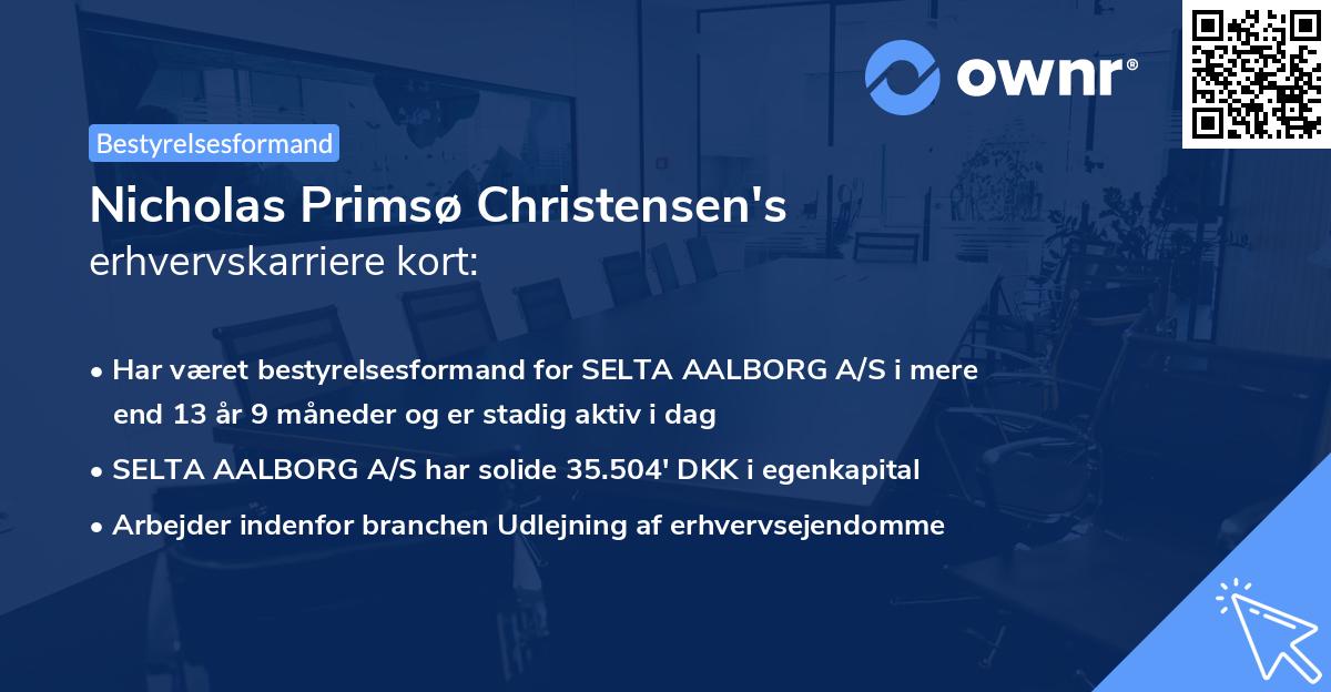 Nicholas Primsø Christensen's erhvervskarriere kort