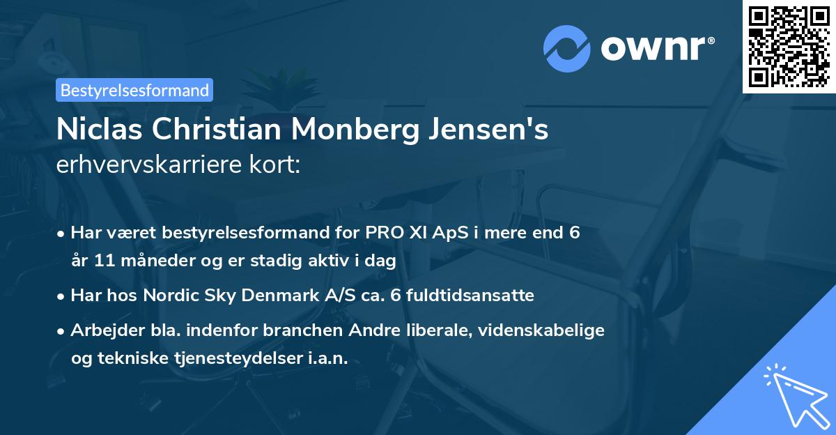 Niclas Christian Monberg Jensen's erhvervskarriere kort