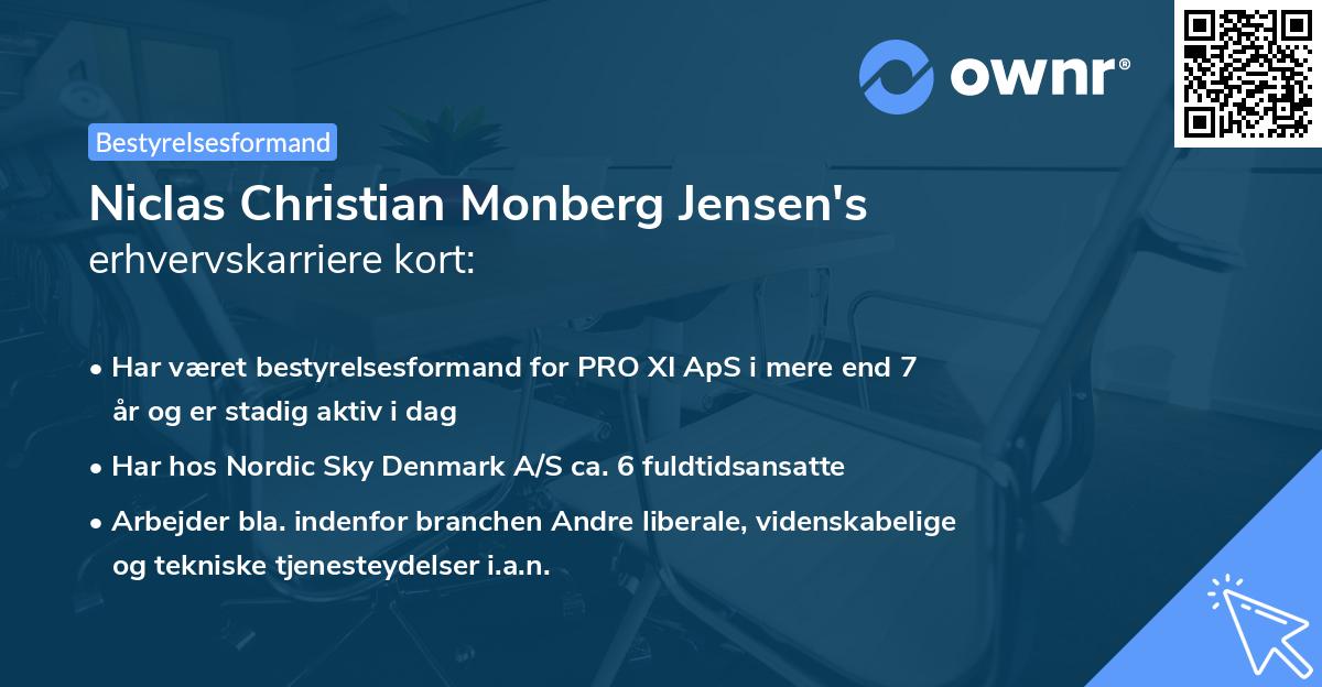 Niclas Christian Monberg Jensen's erhvervskarriere kort