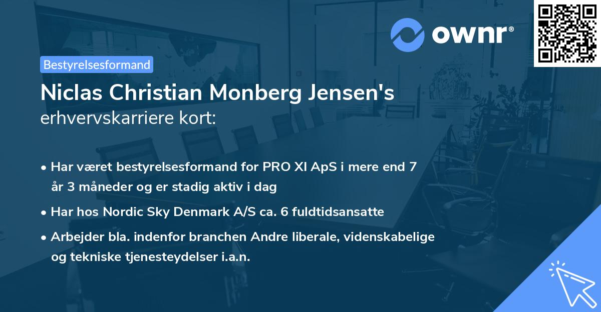 Niclas Christian Monberg Jensen's erhvervskarriere kort