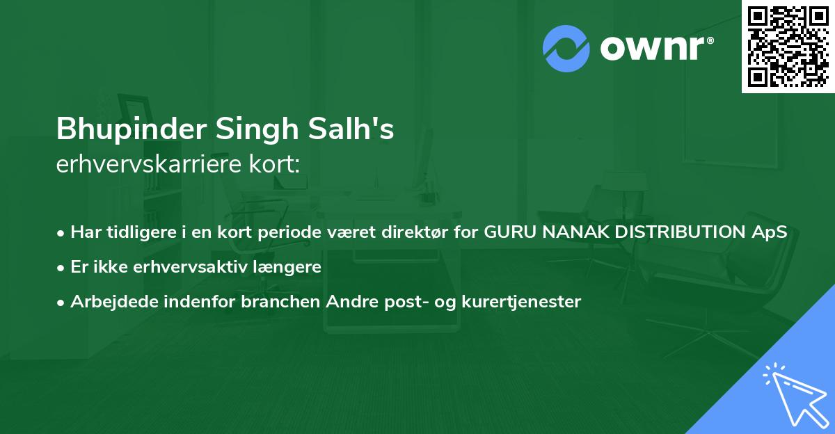 Bhupinder Singh Salh's erhvervskarriere kort