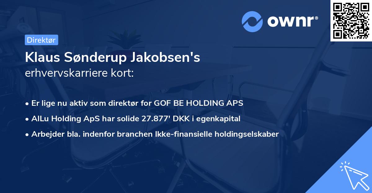 Klaus Sønderup Jakobsen's erhvervskarriere kort