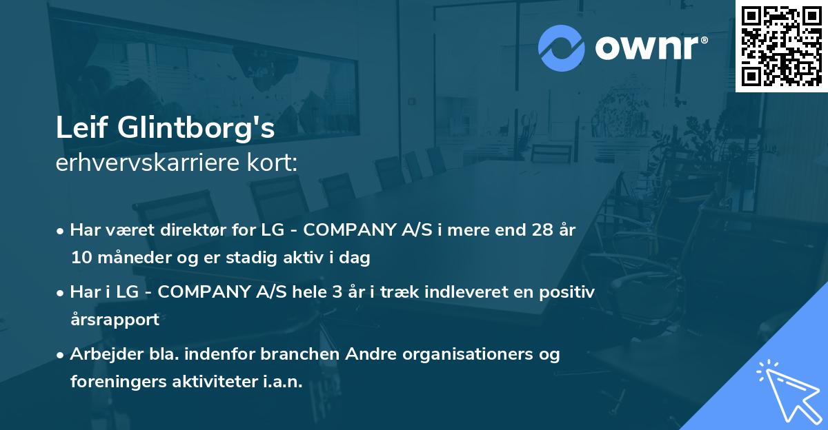 Leif Glintborg's erhvervskarriere kort
