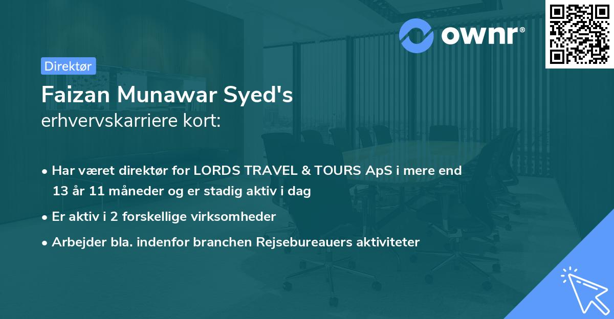 Faizan Munawar Syed's erhvervskarriere kort