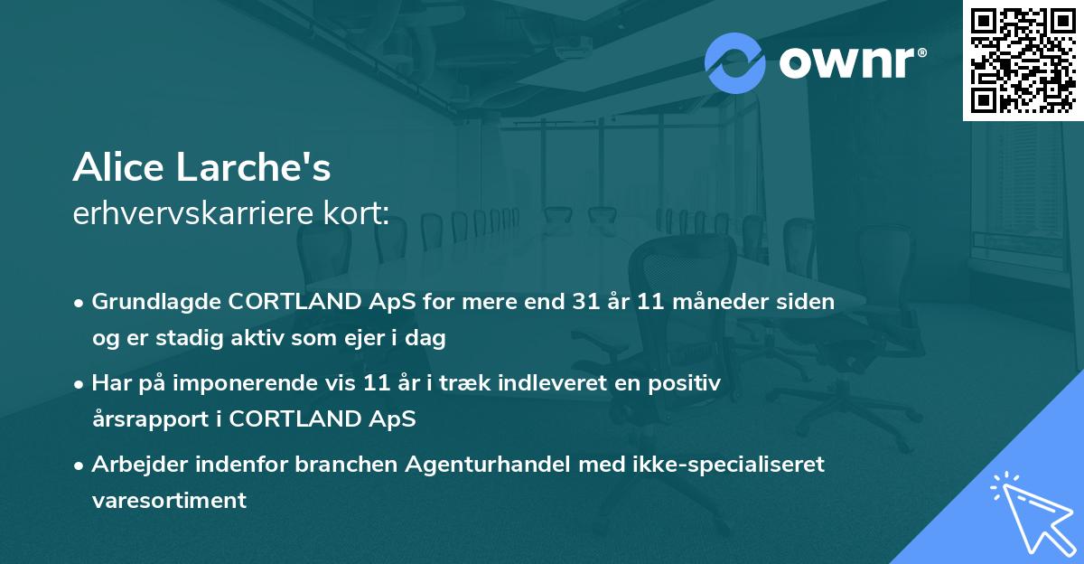 Alice Larche's erhvervskarriere kort