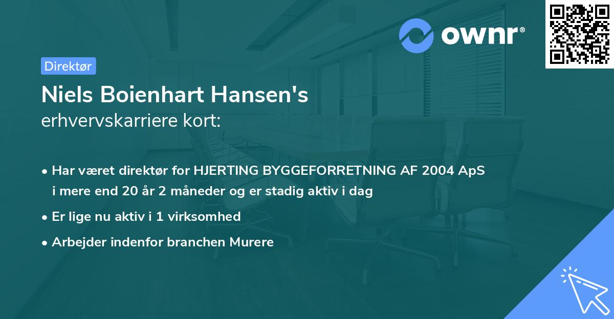 Niels Boienhart Hansen's erhvervskarriere kort