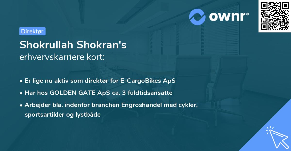 Shokrullah Shokran's erhvervskarriere kort