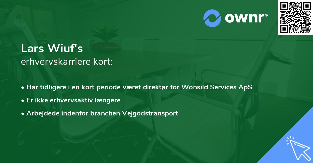 Lars Wiuf's erhvervskarriere kort