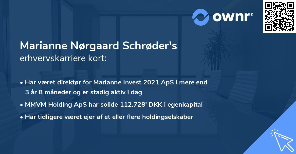 Marianne Nørgaard Schrøder's erhvervskarriere kort