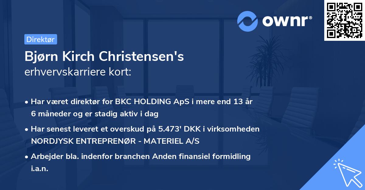 Bjørn Kirch Christensen's erhvervskarriere kort