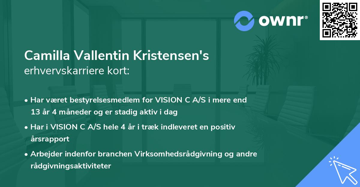 Camilla Vallentin Kristensen's erhvervskarriere kort