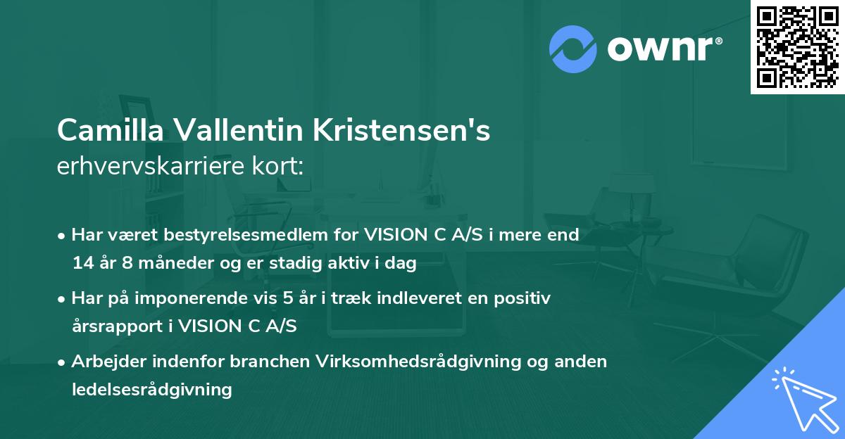 Camilla Vallentin Kristensen's erhvervskarriere kort