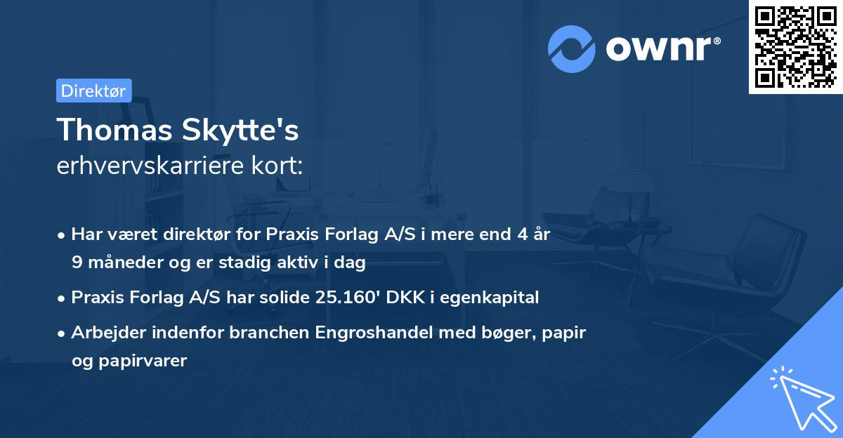 Thomas Skytte's erhvervskarriere kort