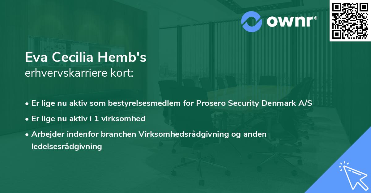 Eva Cecilia Hemb's erhvervskarriere kort