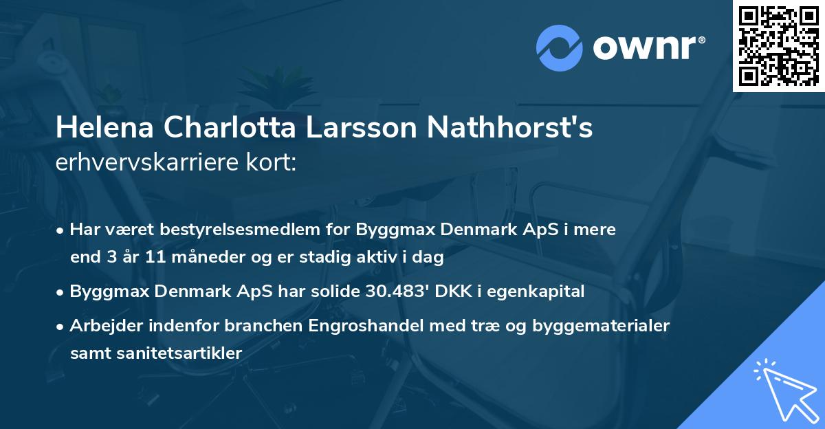 Helena Charlotta Larsson Nathhorst's erhvervskarriere kort