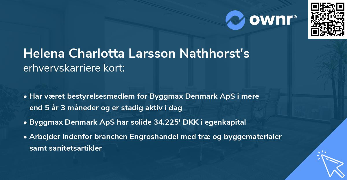 Helena Charlotta Larsson Nathhorst's erhvervskarriere kort