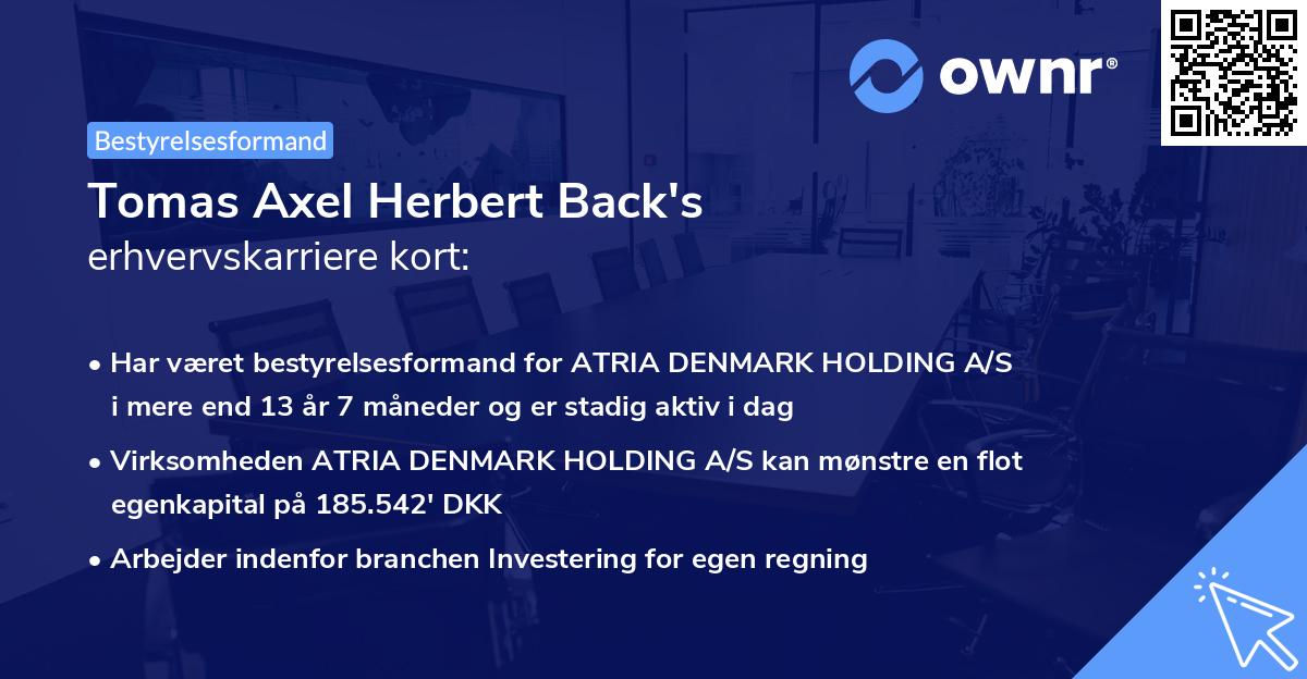 Tomas Axel Herbert Back's erhvervskarriere kort