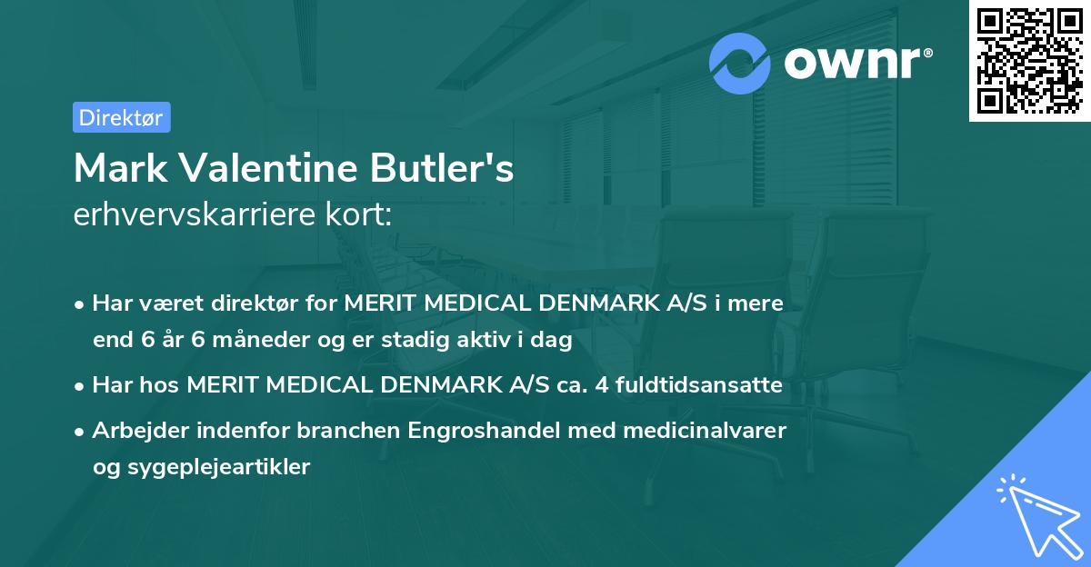 Mark Valentine Butler's erhvervskarriere kort