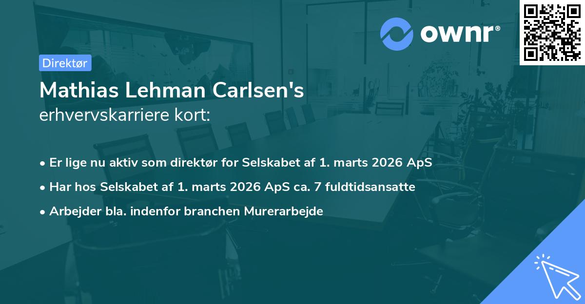 Mathias Lehman Carlsen's erhvervskarriere kort