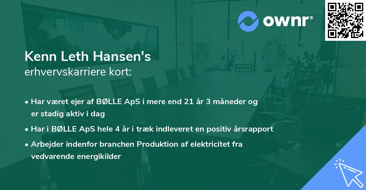 Kenn Leth Hansen's erhvervskarriere kort