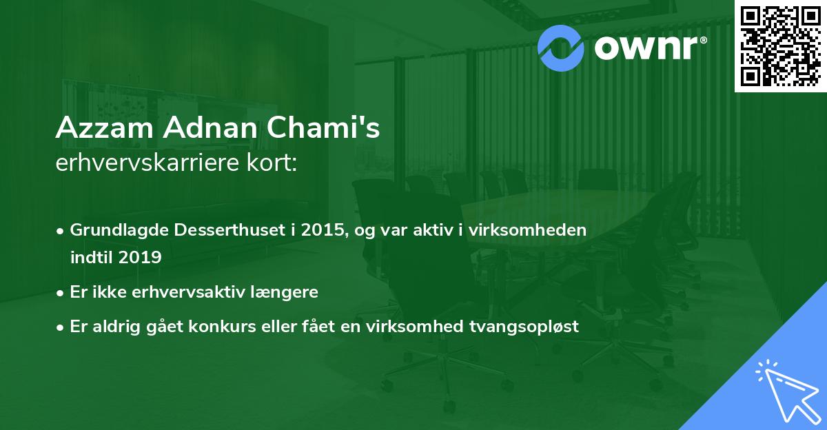 Azzam Adnan Chami's erhvervskarriere kort