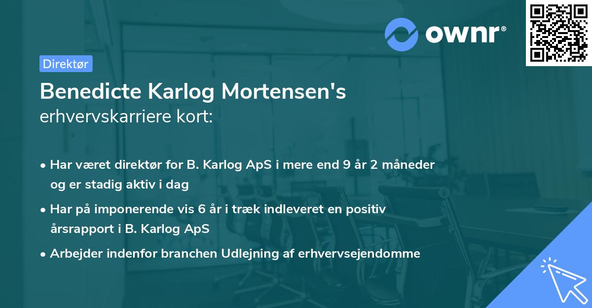 Benedicte Karlog Mortensen's erhvervskarriere kort