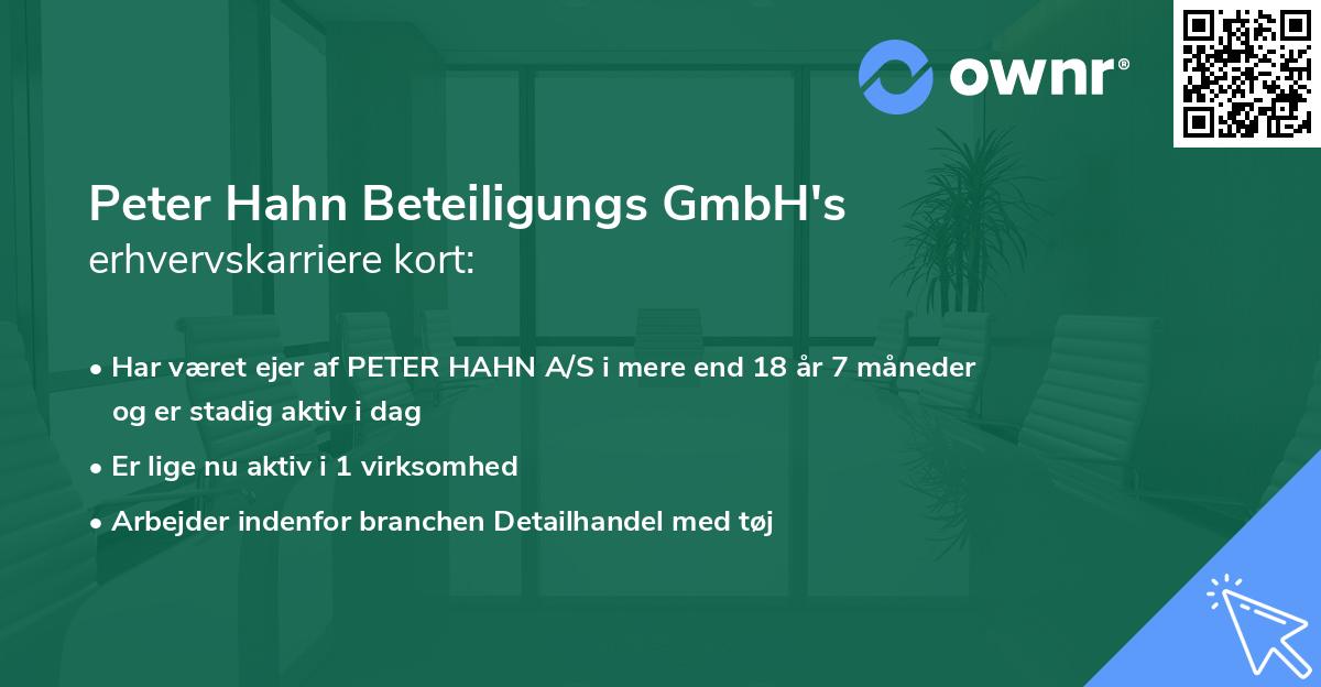 Peter Hahn Beteiligungs GmbH's erhvervskarriere kort