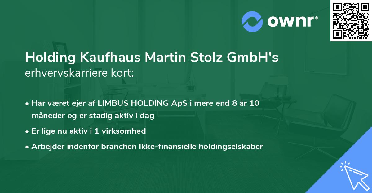 Holding Kaufhaus Martin Stolz GmbH's erhvervskarriere kort