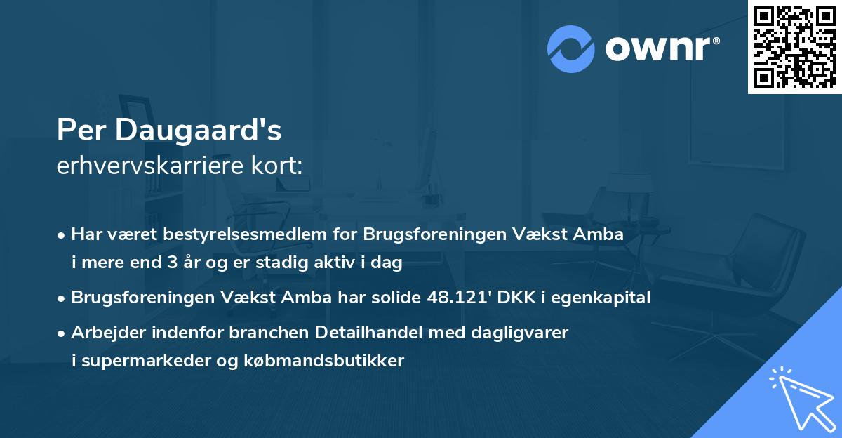 Per Daugaard's erhvervskarriere kort