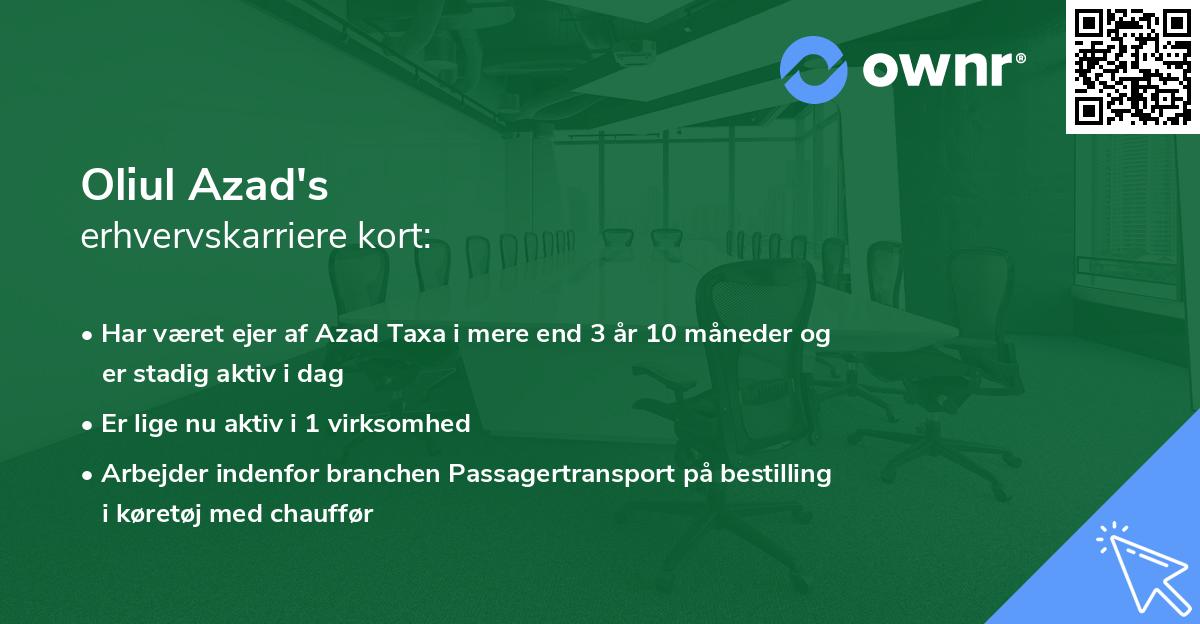 Oliul Azad's erhvervskarriere kort