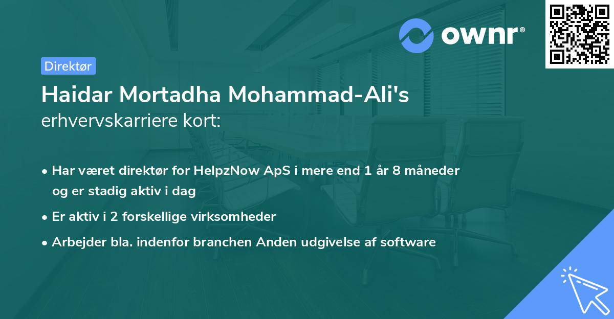 Haidar Mortadha Mohammad-Ali's erhvervskarriere kort