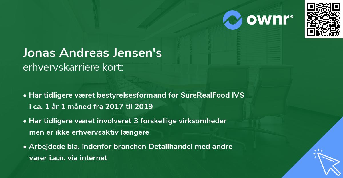 Jonas Andreas Jensen's erhvervskarriere kort